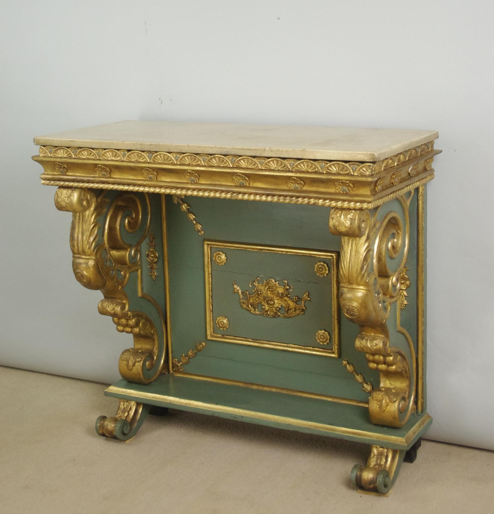 19th Century French Painted & Gilt Console Table with Marble Top (1 of 18)