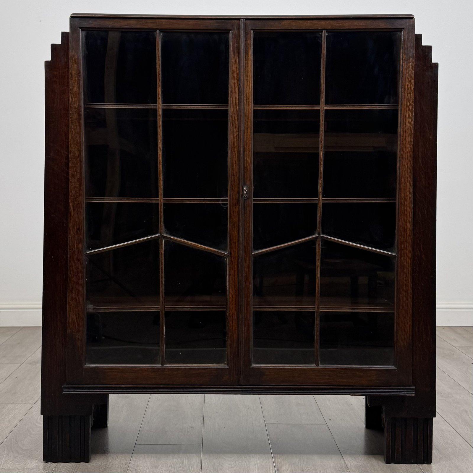 Vintage Art Deco Oak Glazed Display Cabinet | Skyscraper Bookcase | AF-6761 (1 of 10) Vintage Art Deco Oak Glazed Display Cabinet | Skyscraper Bookcase | AF-6761 (1 of 10)