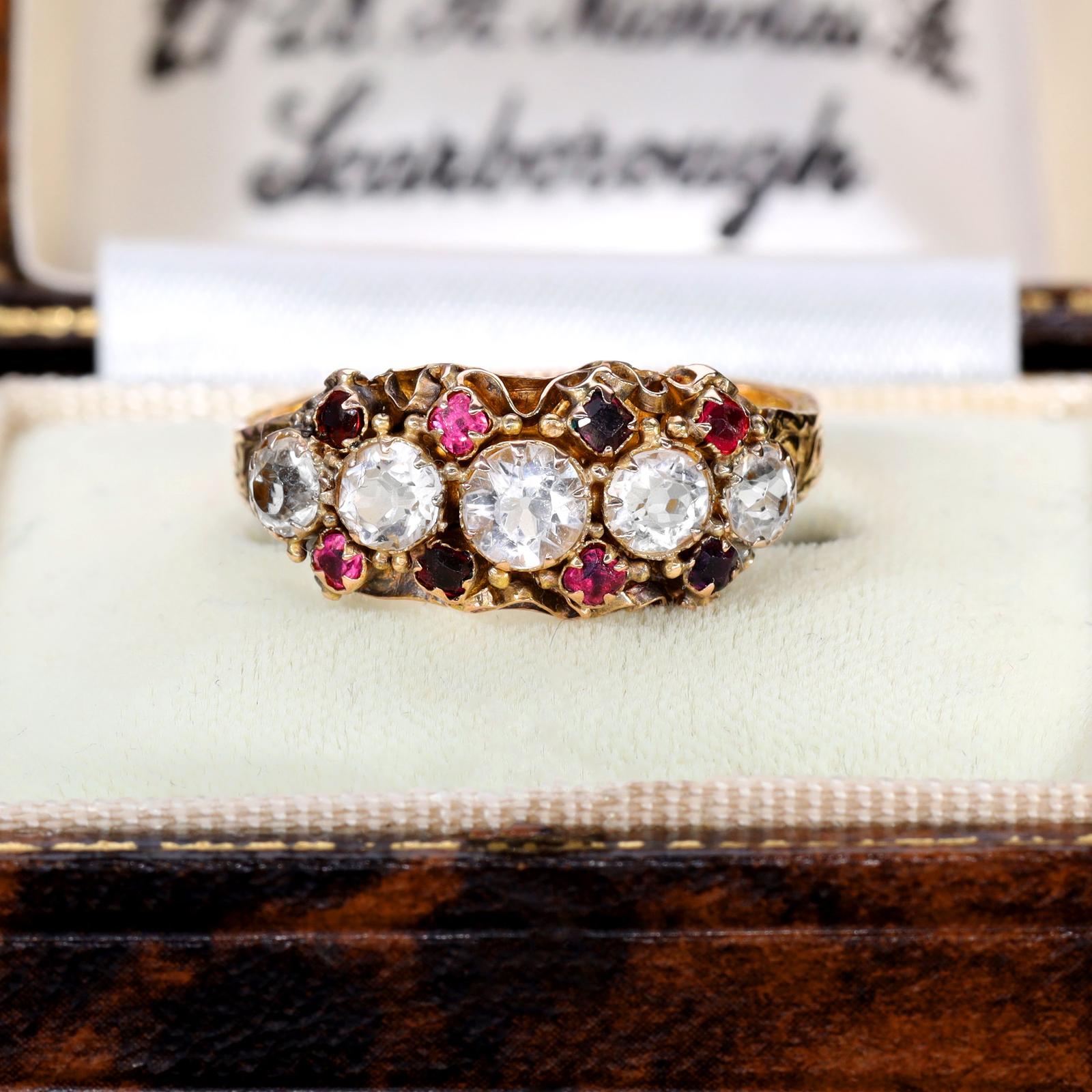 The Antique 1872 Garnet & Rock Quartz Ornate Ring (1 of 7)