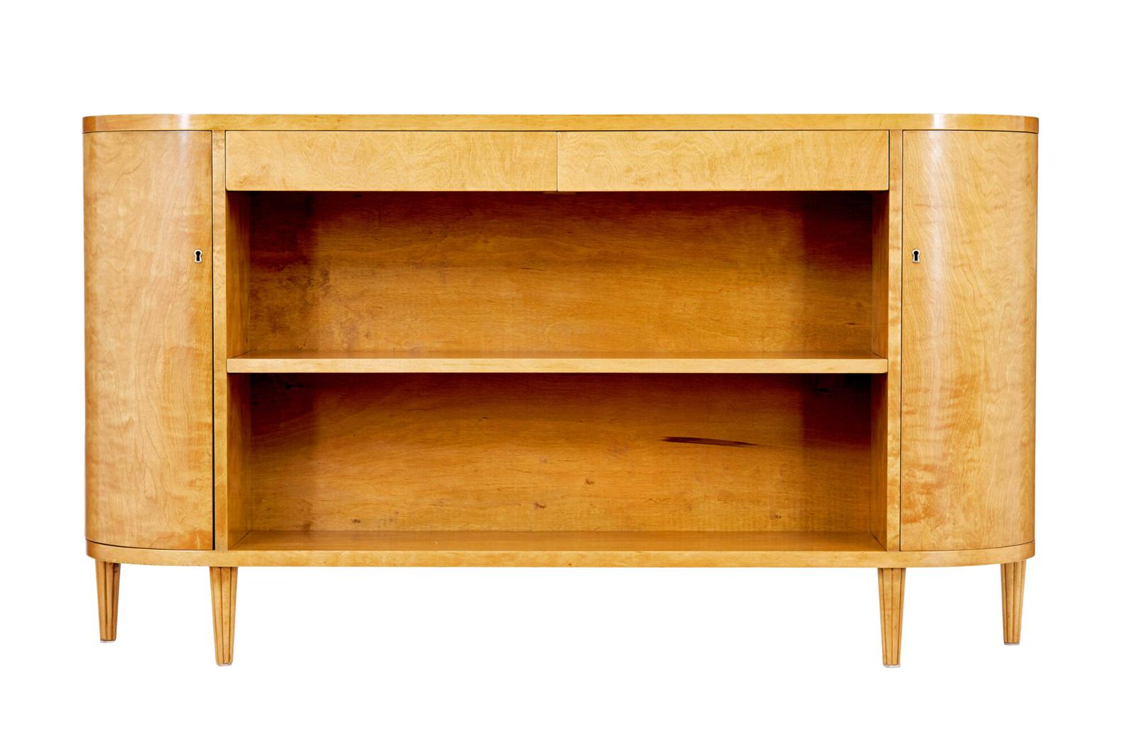 Swedish Mid Century Shaped Low Open Bookcase (1 of 8)