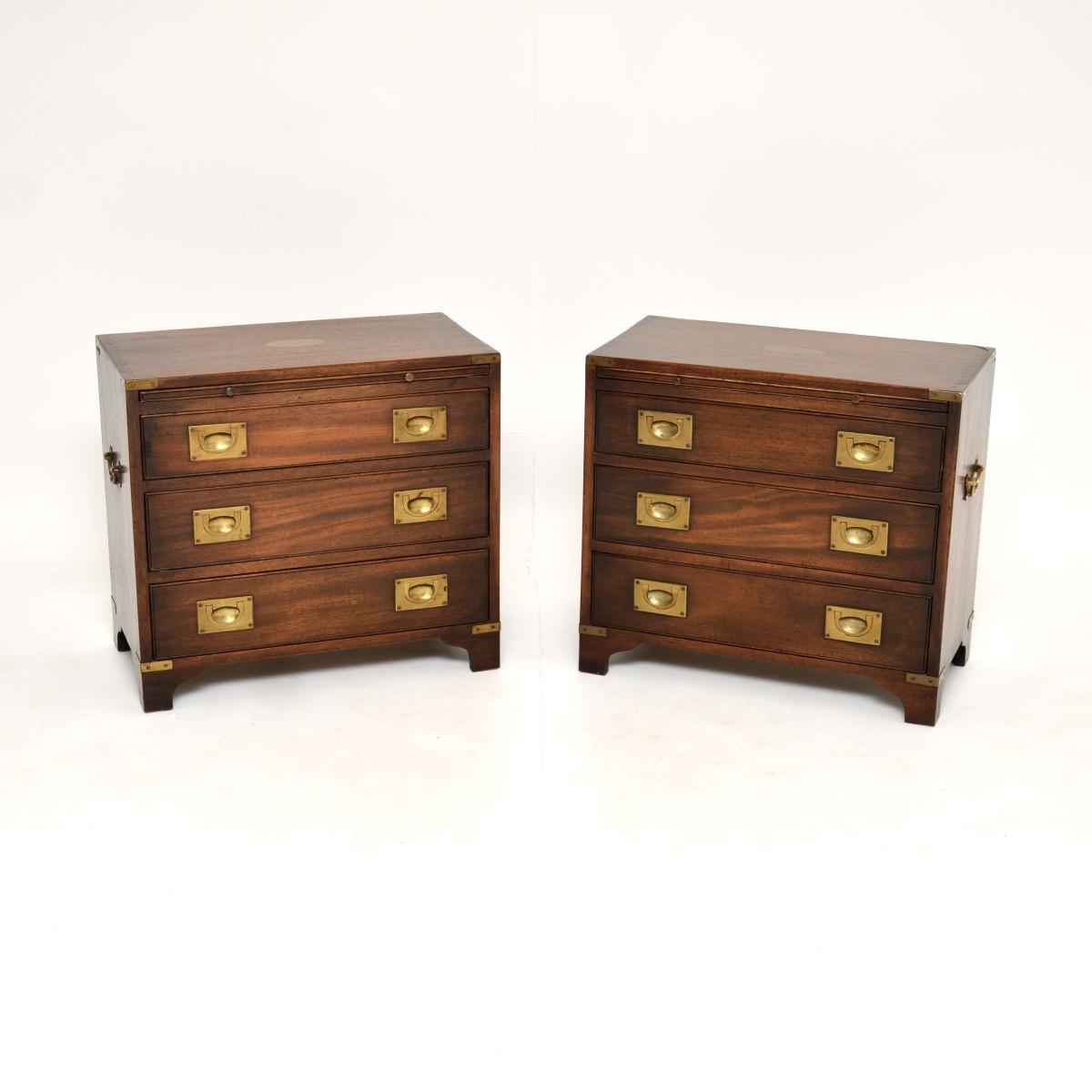 Pair of Antique Mahogany Military Campaign Chests of Drawers (1 of 15) Pair of Antique Mahogany Military Campaign Chests of Drawers (1 of 15)