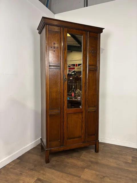 Vintage Oak Single Mirror Door Wardrobe / Hall Robe (1 of 15) Vintage Oak Single Mirror Door Wardrobe / Hall Robe (1 of 15)