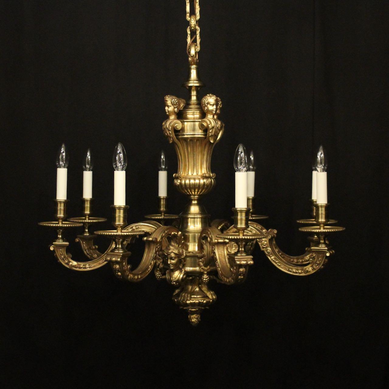 French Gilded Bronze 8 Light Antique Chandelier (1 of 10)