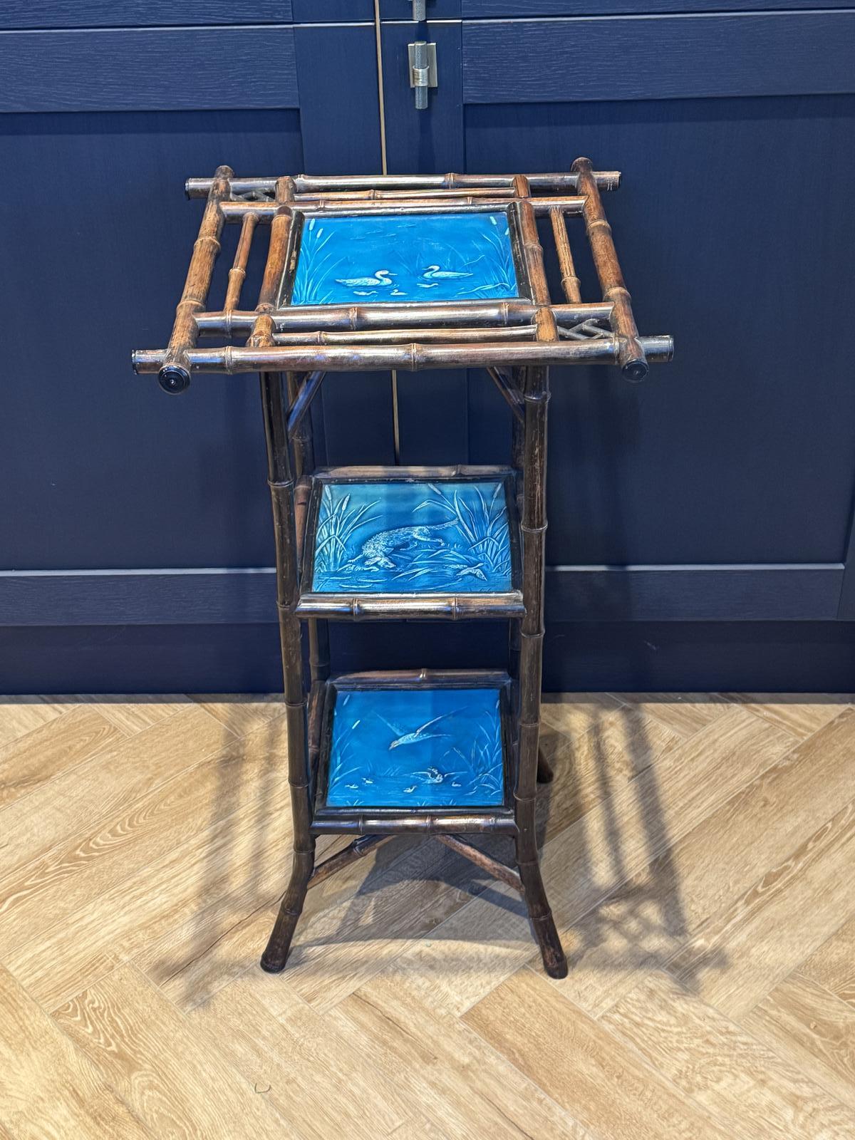 Aesthetic Bamboo and Tiled Plant Stand (1 of 4)