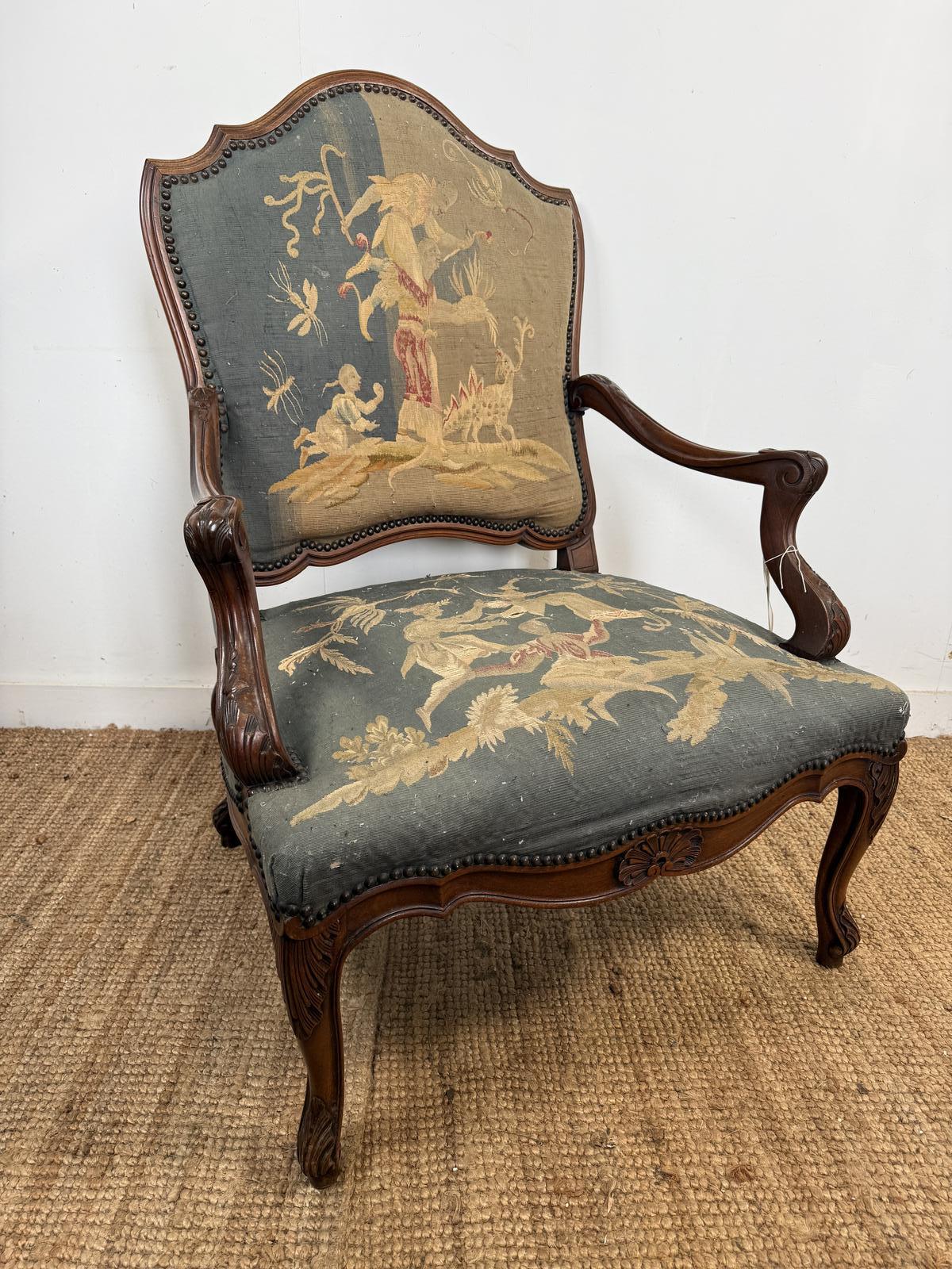 Late 19th Century Walnut Framed Open Armchair (1 of 16) Late 19th Century Walnut Framed Open Armchair (1 of 16)