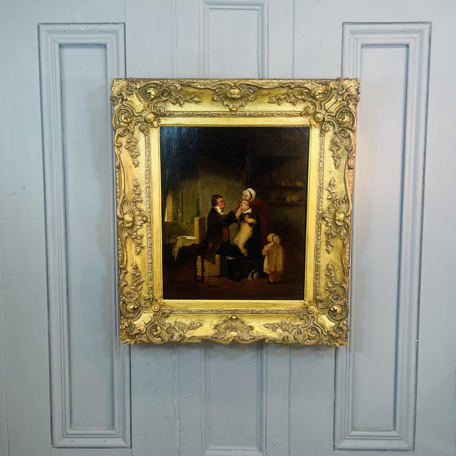 Antique Victorian Oil Painting Portrait of Physician in Surgery Treating Boy after Sir David Wilkie (1 of 10)