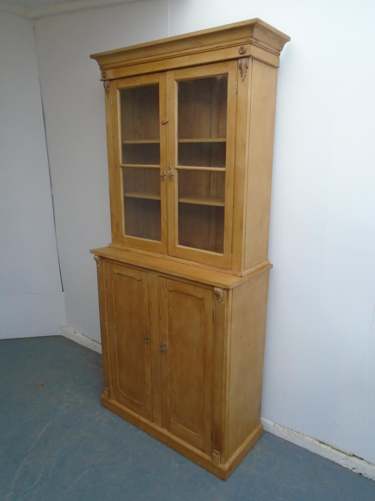 Lovely Waxed Victorian Antique Pine 2 Piece Bookcase (1 of 9)