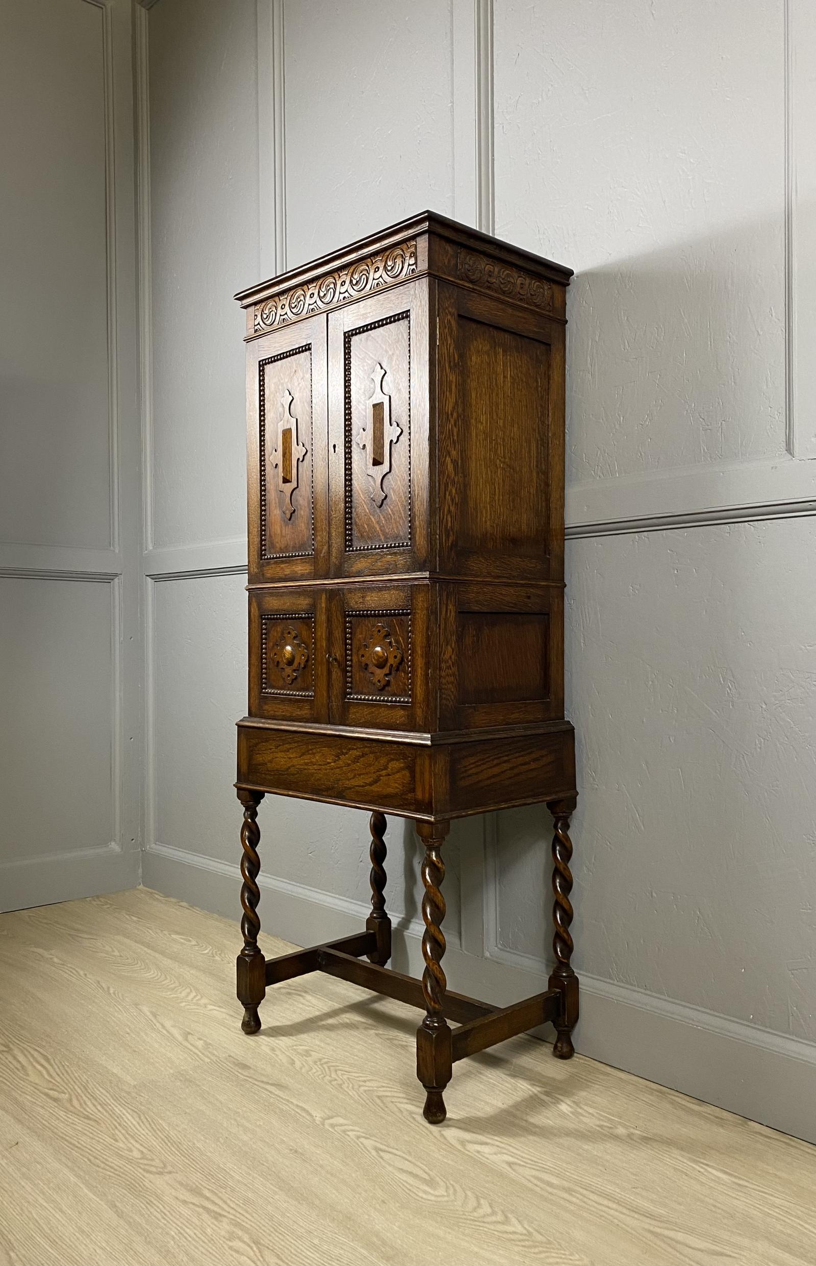 Barley Twist Narrow Oak Cabinet (1 of 7) Barley Twist Narrow Oak Cabinet (1 of 7)