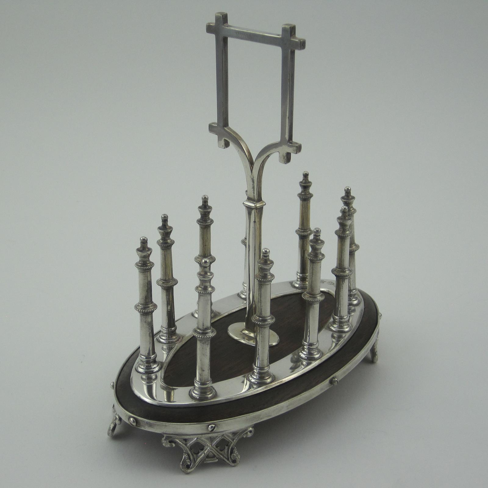 Gothic Style Victorian Oak & Silver Plated Toast Rack (1 of 6)