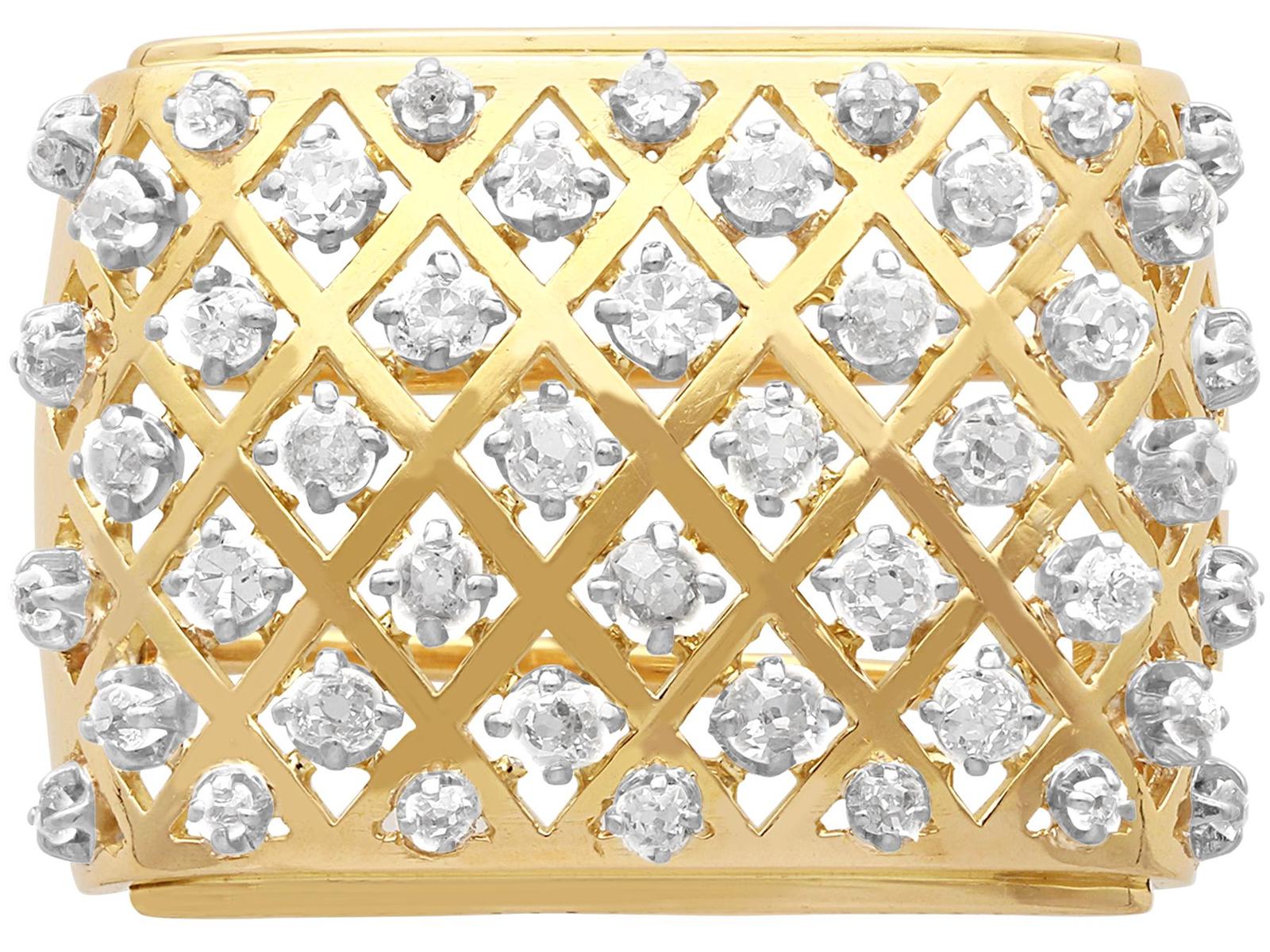 2.06ct Diamond and 18ct Yellow Gold Brooch - Antique French Import (1 of 9)