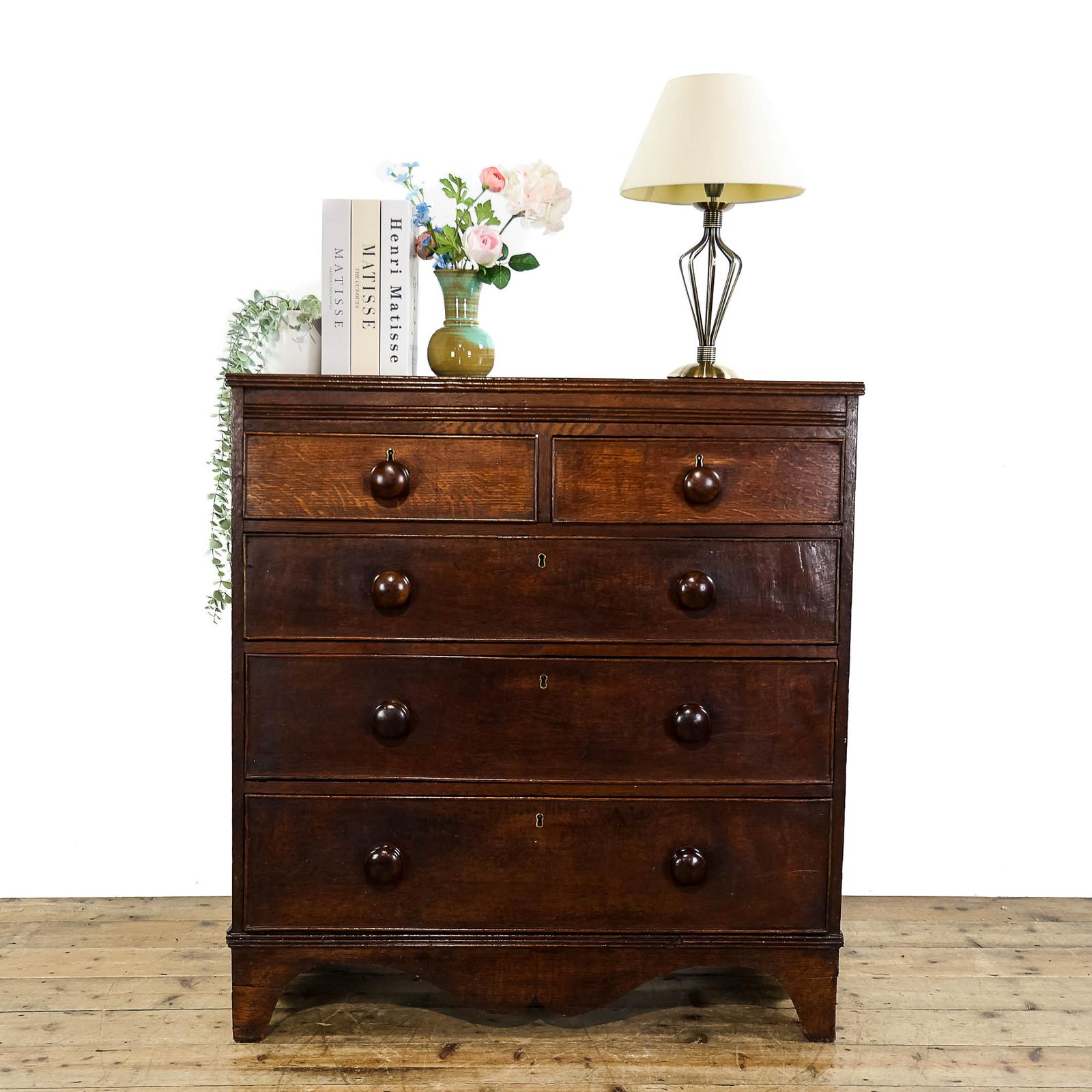 Antique 19th Century Country Oak Chest of Drawers (1 of 11)