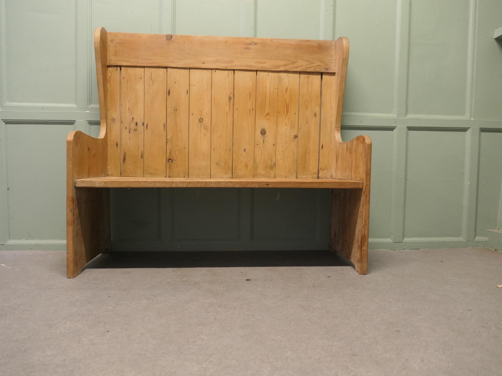 High Back Pine Settle, Fireside Country Pub Bench (1 of 5) High Back Pine Settle, Fireside Country Pub Bench (1 of 5)