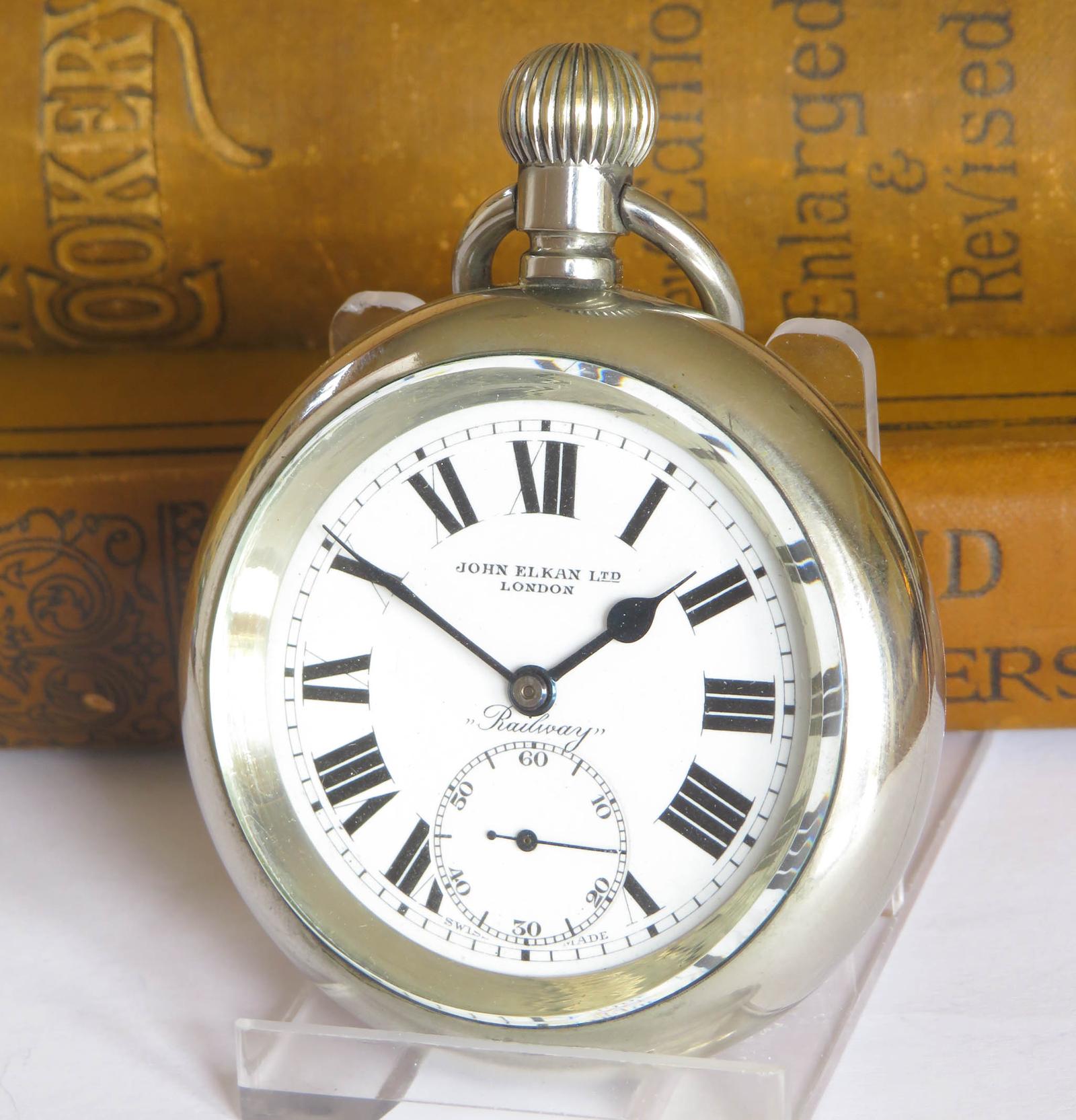 Pocket Watch : 1920s/30s John Elkan “railway” Pocket Watch (1 of 4) Pocket Watch : 1920s/30s John Elkan “railway” Pocket Watch (1 of 4)