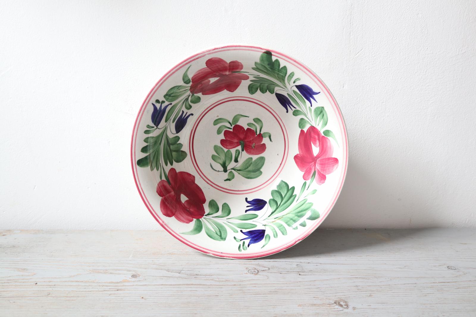 Late 19th Century Scottish Spongeware Pottery Bowl Persian Rose Pattern (1 of 23)