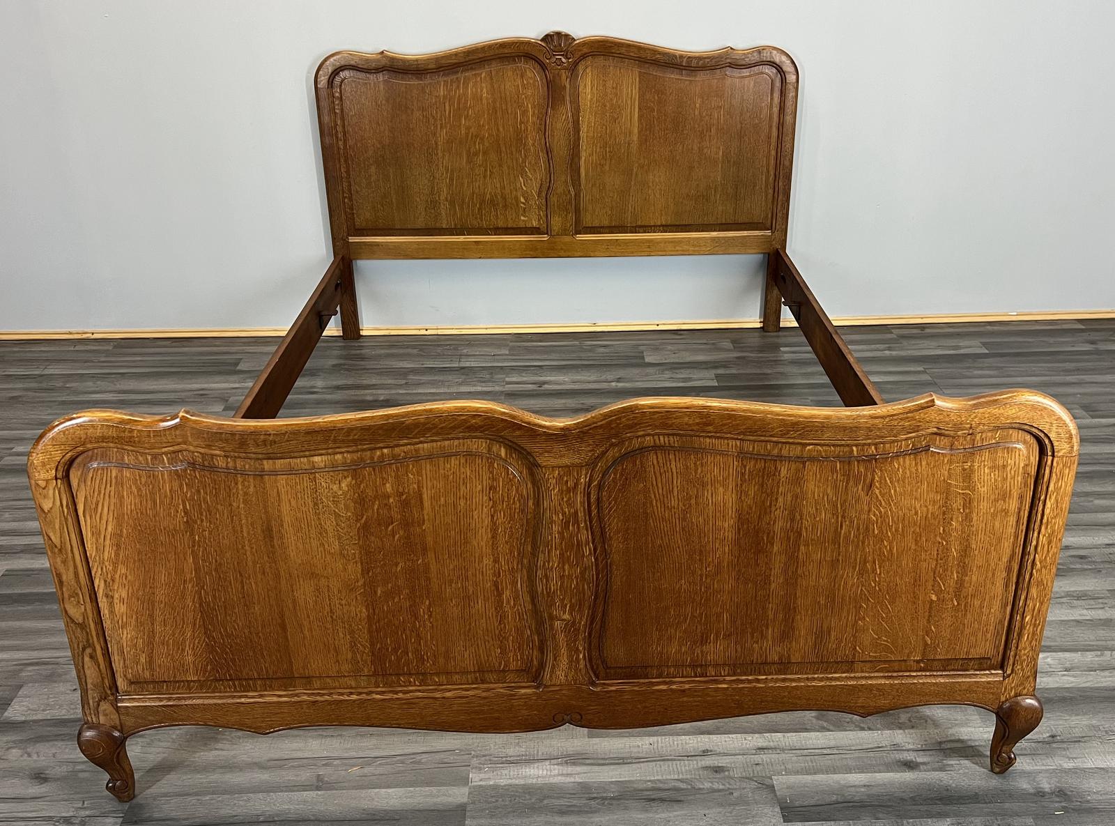 Antique French Carved Oak Double Bed Frame Vintage (1 of 10)