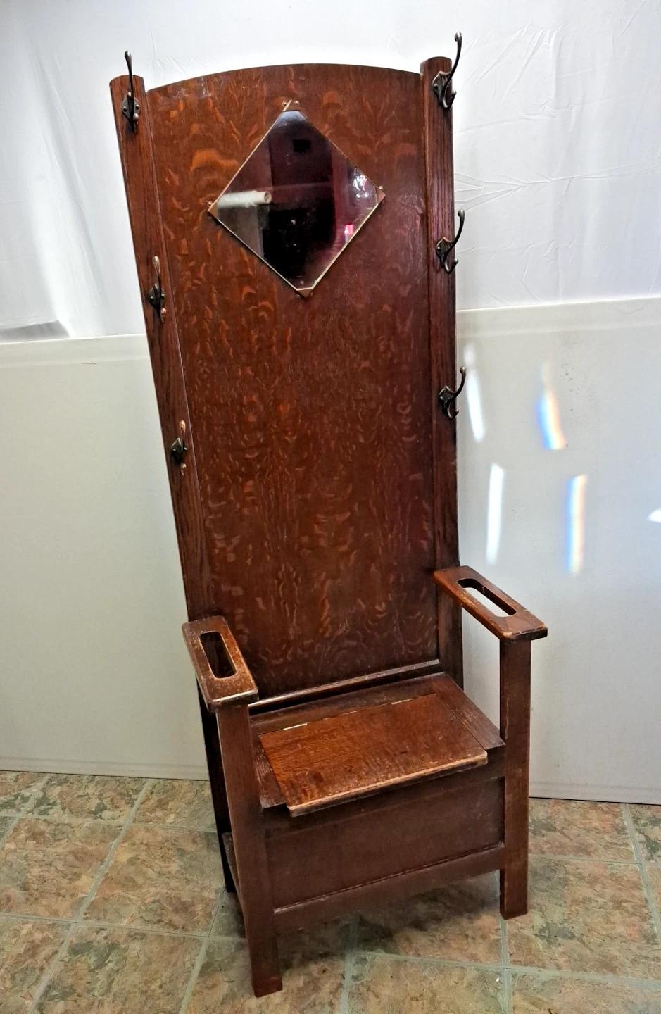 Antique Art Deco Hall Stand Bench With Original Hooks And Drip Trays (1 of 11) Antique Art Deco Hall Stand Bench With Original Hooks And Drip Trays (1 of 11)