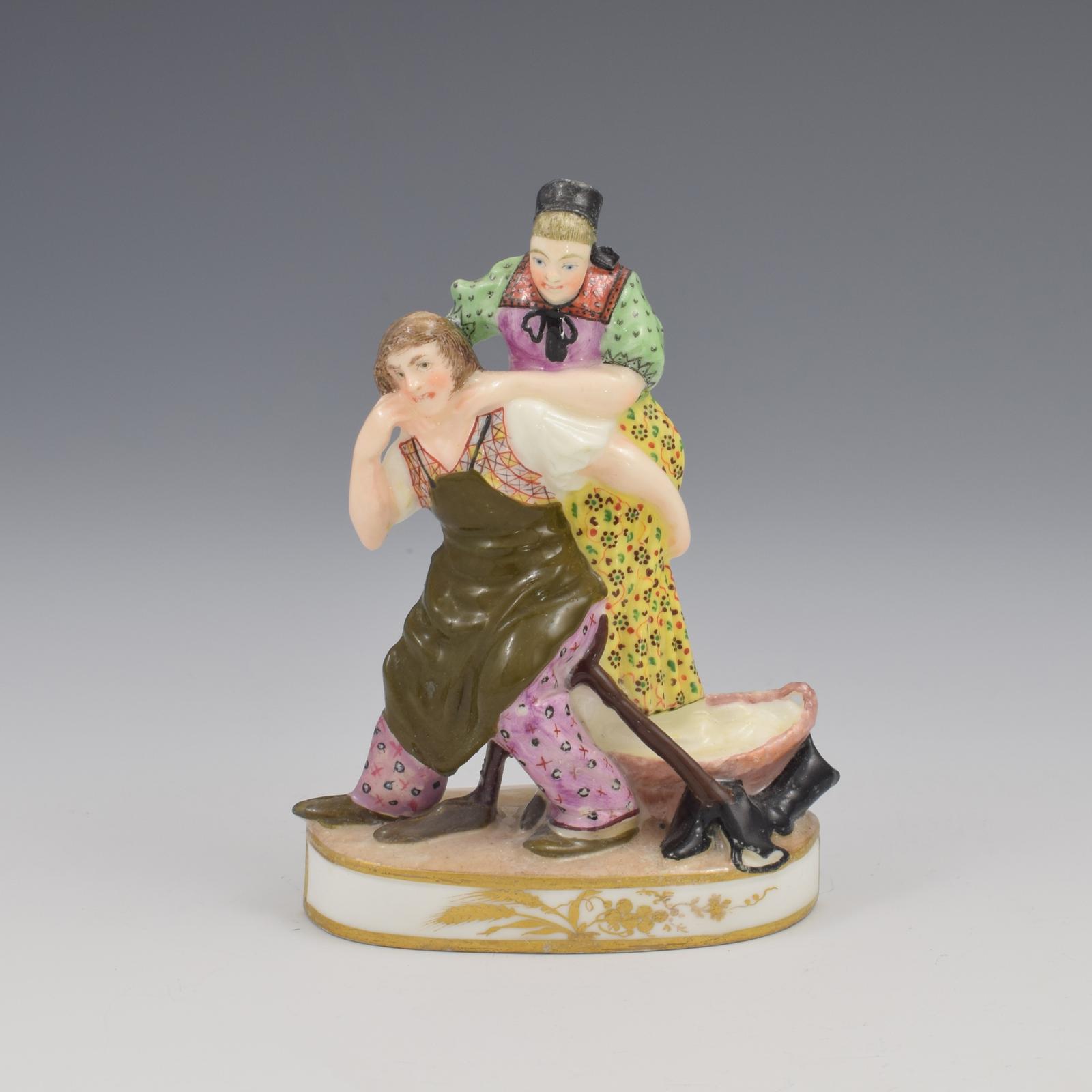 Rare Early Minton Porcelain Flat Back Figure The Cobbler's Wife Model 5 c.1824-1828 (1 of 11)