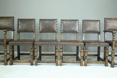 6 Cromwellian Style Brown Leather Dining Chairs (1 of 12) 6 Cromwellian Style Brown Leather Dining Chairs (1 of 12)