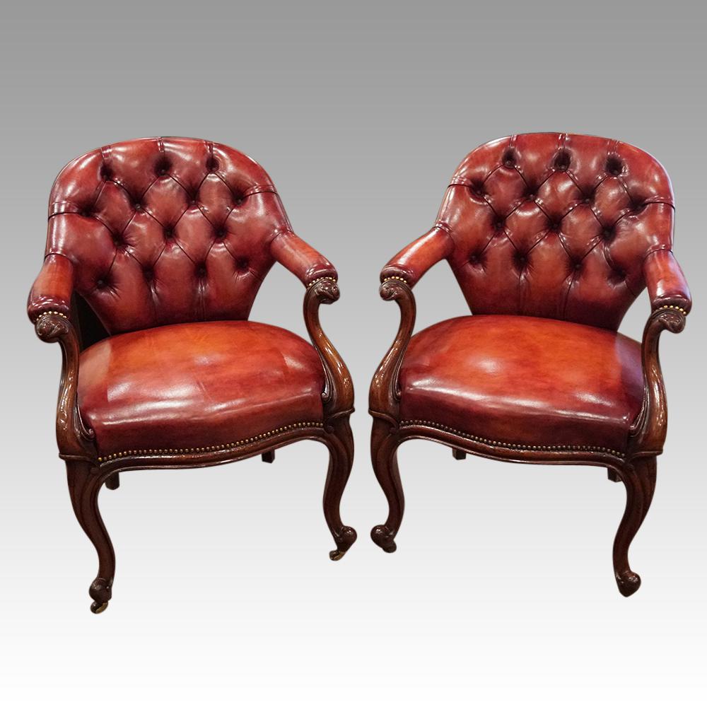 Pair of Victorian Leather Desk Chairs (1 of 8) Pair of Victorian Leather Desk Chairs (1 of 8)