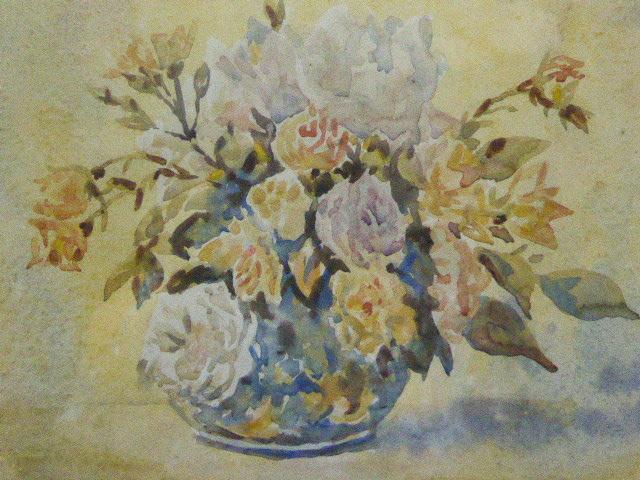 Watercolour Yellow & White Roses Listed Artist Cecil Charles Ernest Jones (1 of 14)