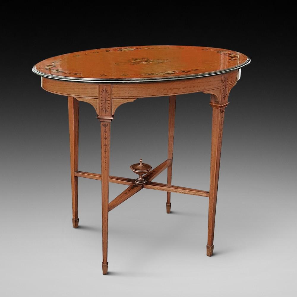 Edwardian Painted Satinwood Oval Occasional Table (1 of 9)
