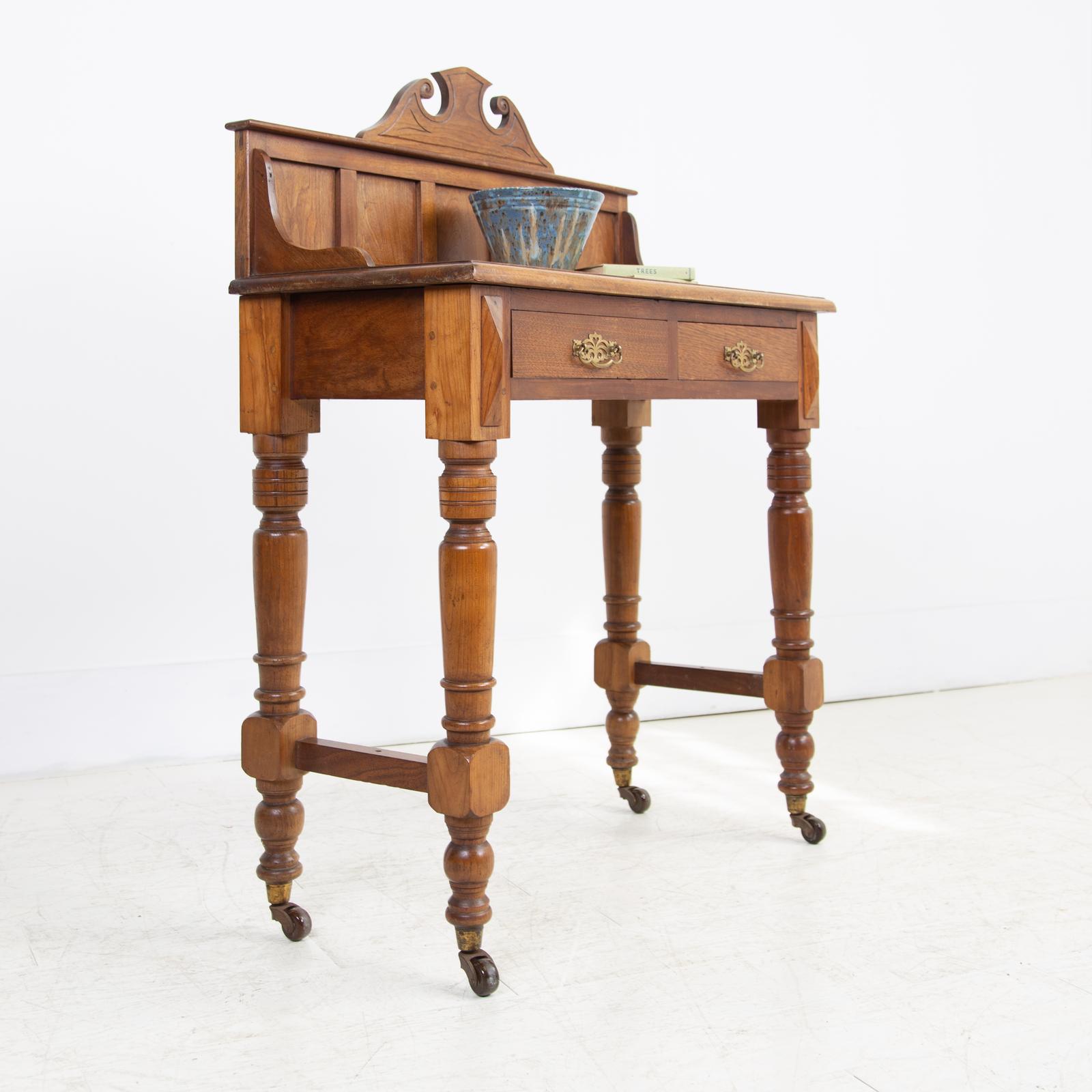 Attractive 2 Drawer Walnut Galleried Side Table c.1900 (1 of 12)
