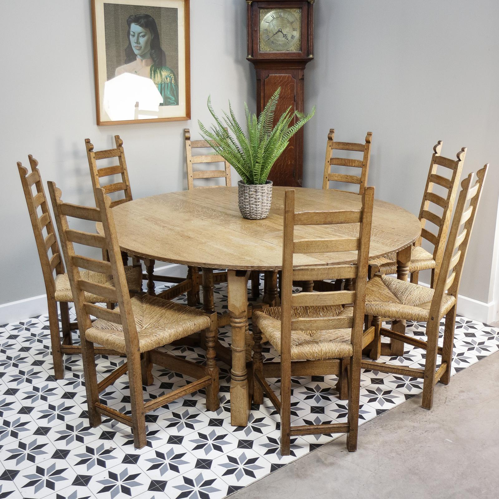 Nigel Rupert Griffiths Monastic Woodcraft Carved Drop Leaf Table & 8 Chairs (1 of 30) Nigel Rupert Griffiths Monastic Woodcraft Carved Drop Leaf Table & 8 Chairs (1 of 30)