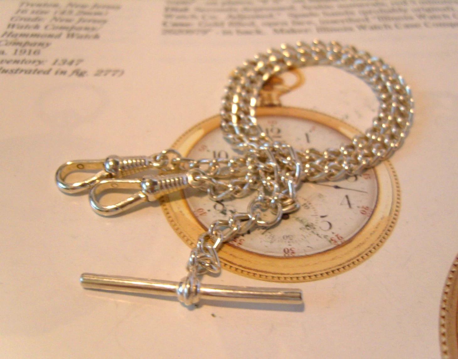 Pocket Watch Chain Silver 925 Double Albert Hallmarked London 16.7g (1 of 11) Pocket Watch Chain Silver 925 Double Albert Hallmarked London 16.7g (1 of 11)