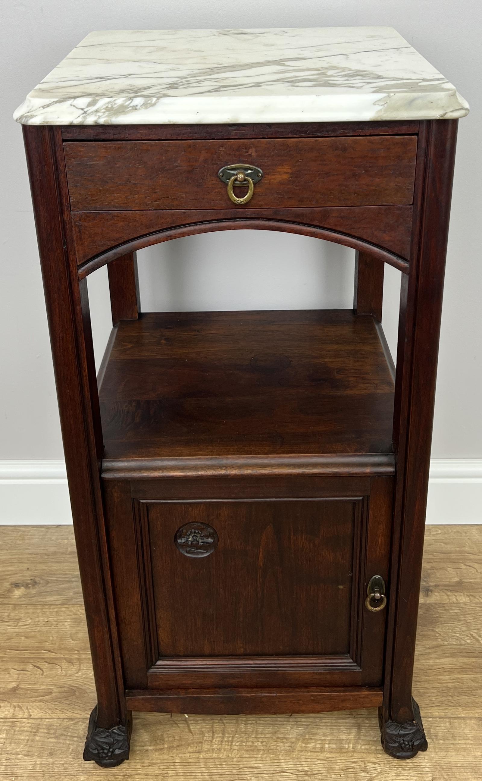 Bedside Table Antique French Style Marble Top Walnut Cabinet Nightstand (1 of 11) Bedside Table Antique French Style Marble Top Walnut Cabinet Nightstand (1 of 11)
