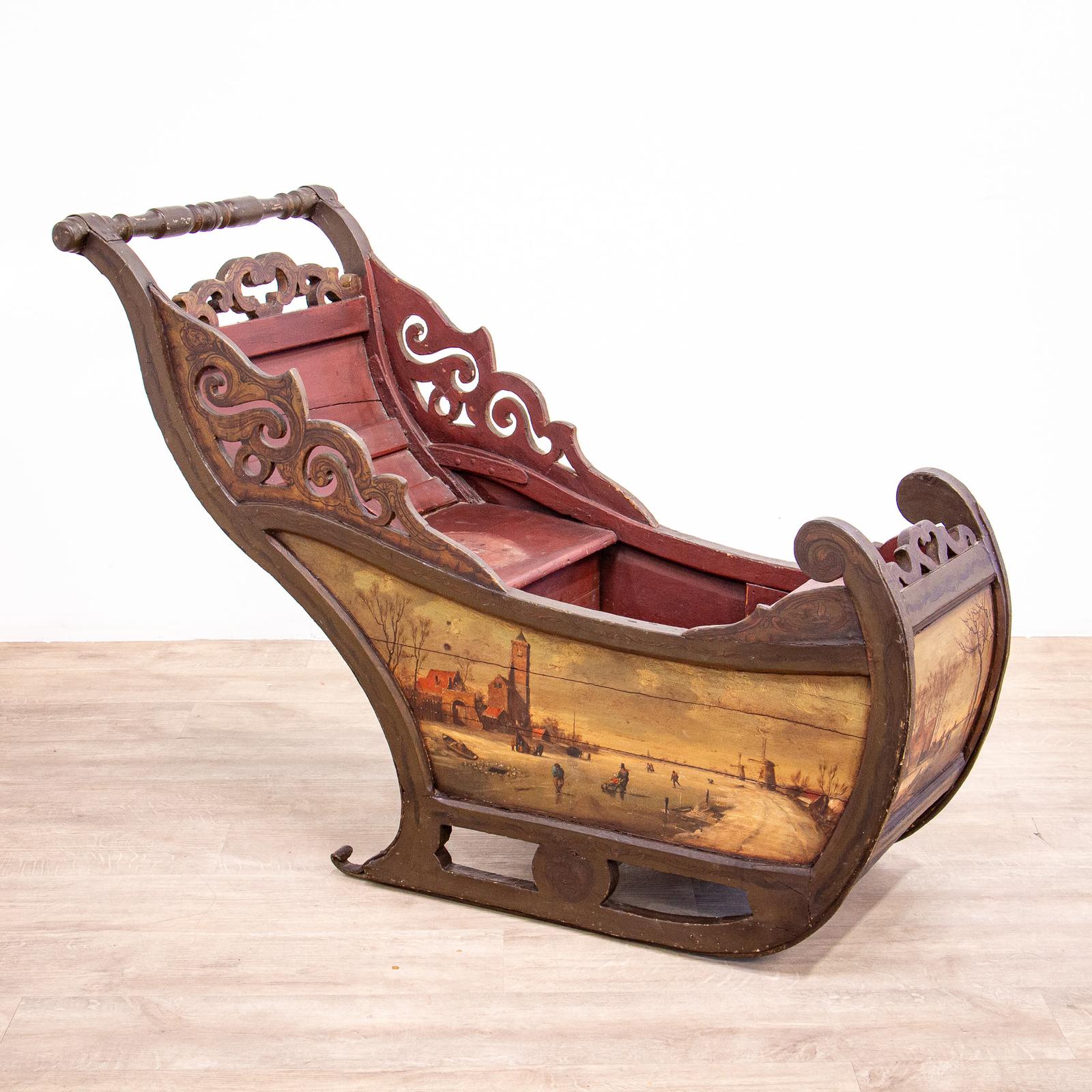 Rare Painted Dutch Child’s Sleigh (1 of 9) Rare Painted Dutch Child’s Sleigh (1 of 9)