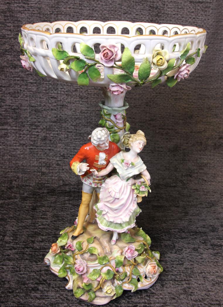 Large German Porcelain Meissen Style Plaue Comport Centrepiece (1 of 15)