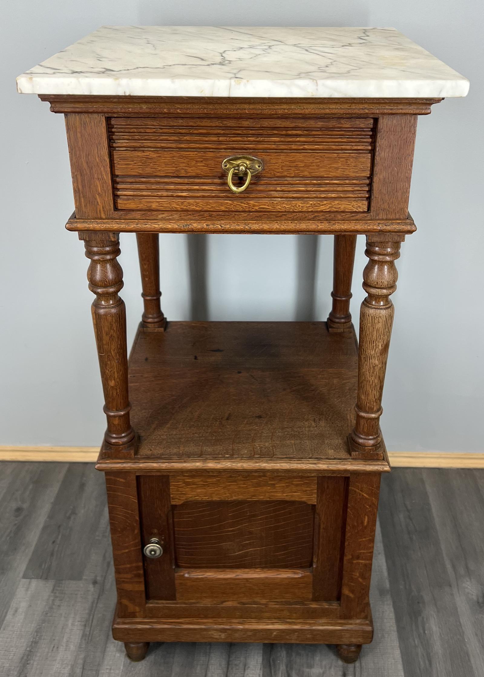 French Antique Bedside Table Cabinet Vintage Nightstand Marble Top (1 of 10) French Antique Bedside Table Cabinet Vintage Nightstand Marble Top (1 of 10)