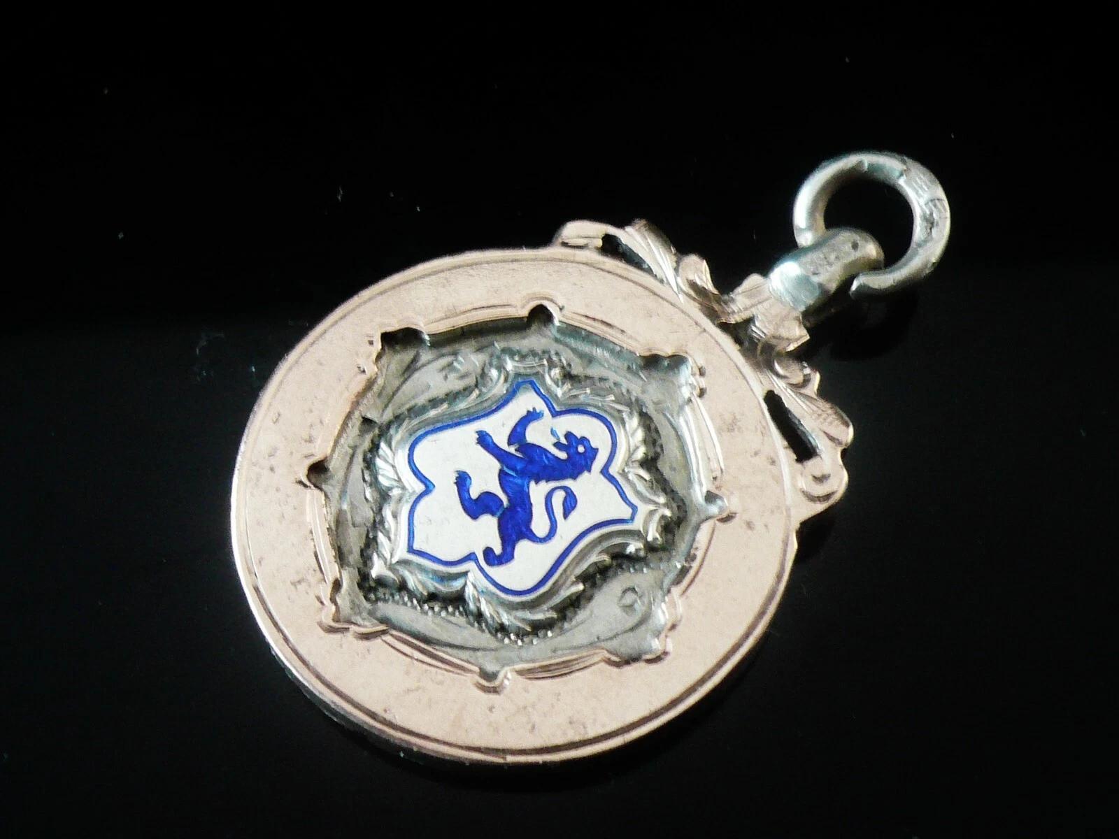 Sterling Silver Gold Enamel Lion Rampant Pocket Watch Fob Medal, Cycling 1929 (1 of 7) Sterling Silver Gold Enamel Lion Rampant Pocket Watch Fob Medal, Cycling 1929 (1 of 7)
