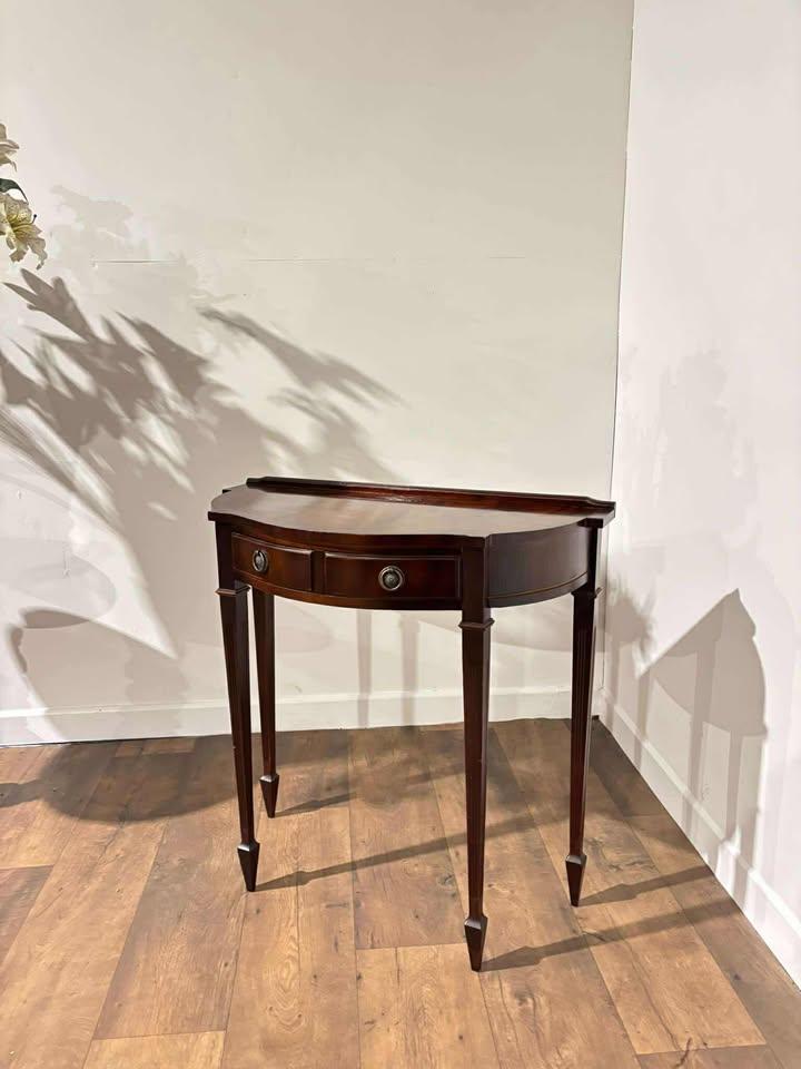 Reproduction Serpentine Front Two-drawer Demi-lune Side Table (1 of 13)