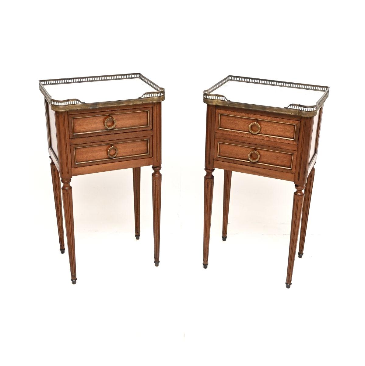Pair of Antique French Marble Top Bedside / Lamp Tables (1 of 10) Pair of Antique French Marble Top Bedside / Lamp Tables (1 of 10)