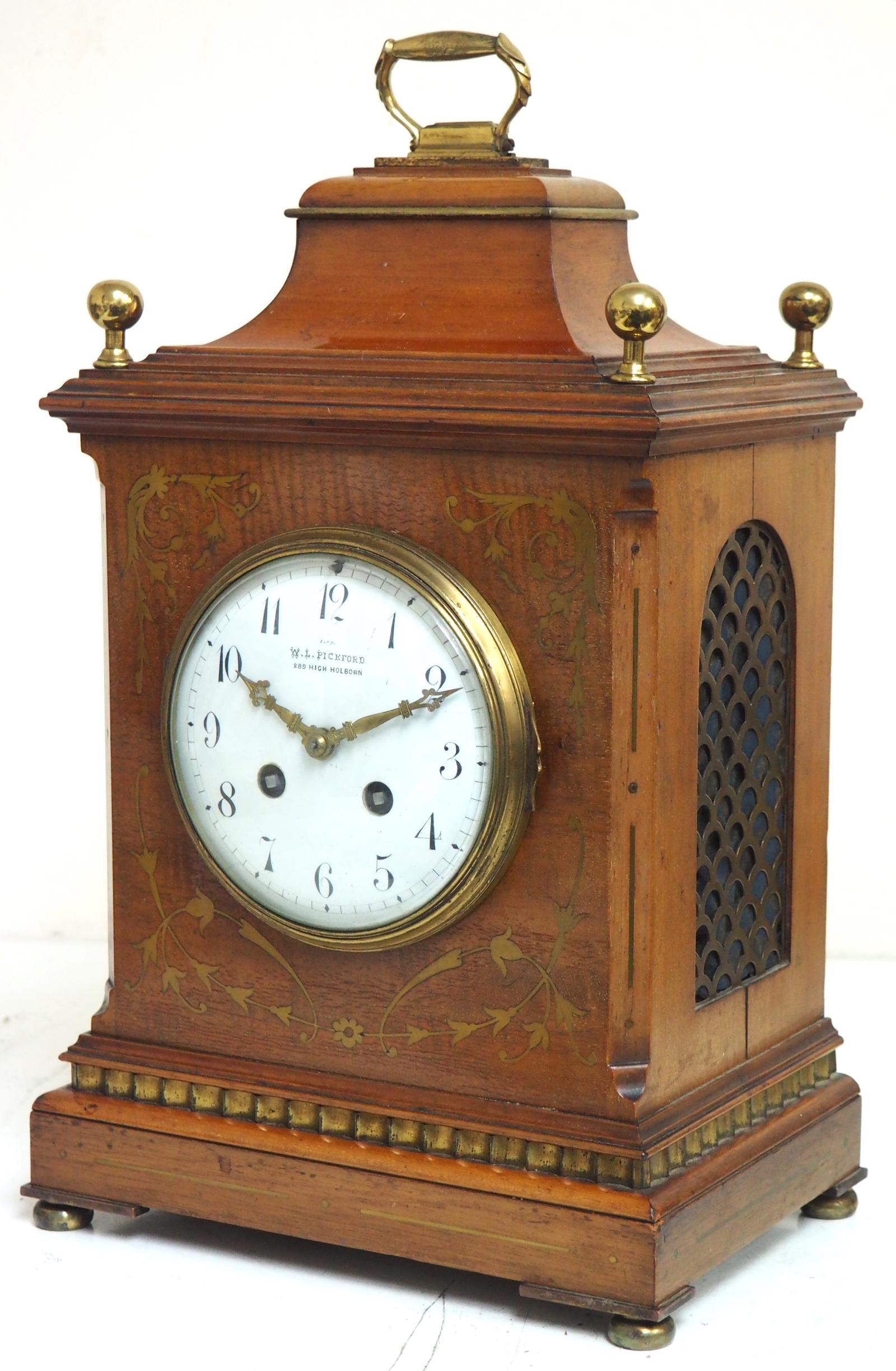 Mahogany 8-day Mantel Clock French Antique Striking Inlaid Bracket Clock (1 of 13)