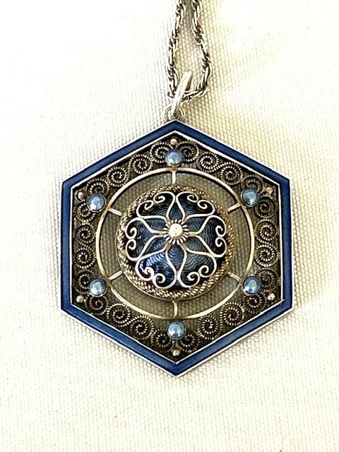 Marius Hammer Silver & Guilloche Enamel Pendant Necklace (1 of 7) Marius Hammer Silver & Guilloche Enamel Pendant Necklace (1 of 7)