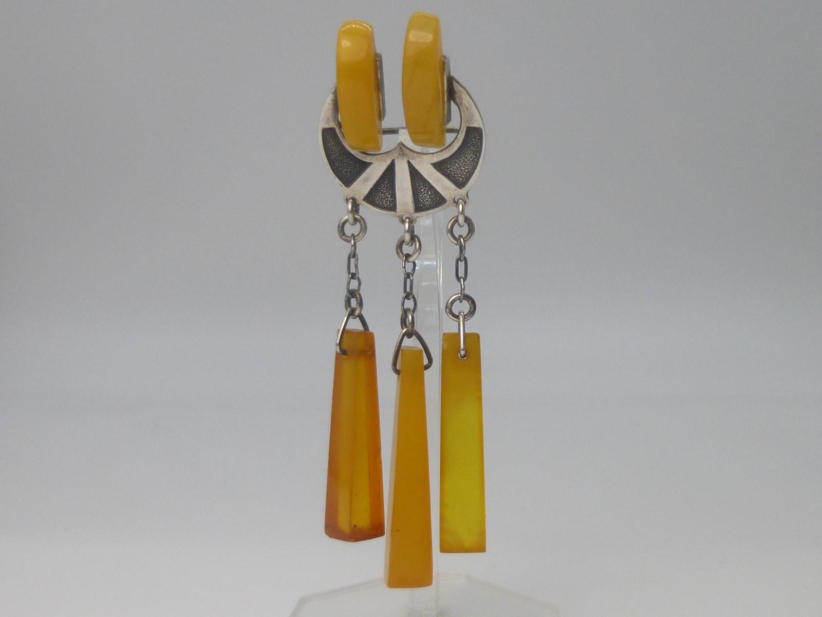 Russian Silver & Amber Brooch (1 of 6)