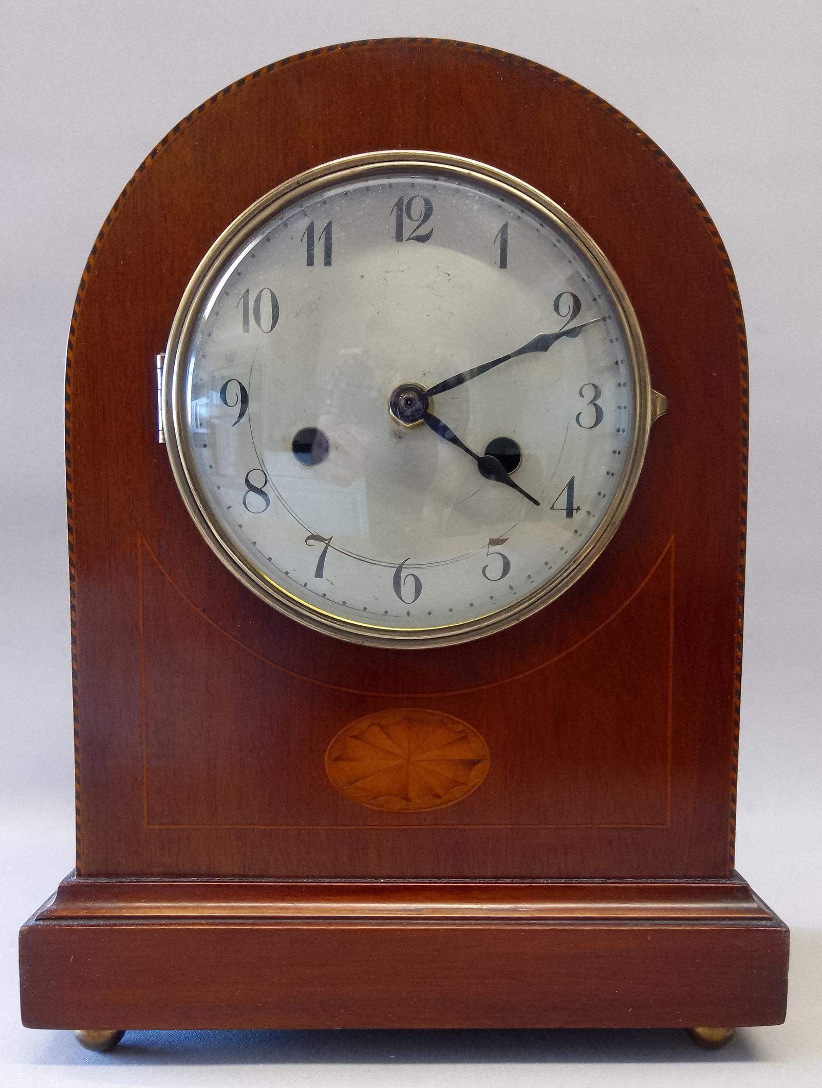 Edwardian Mahogany Mantel Clock with Later Quartz Movement (1 of 5)