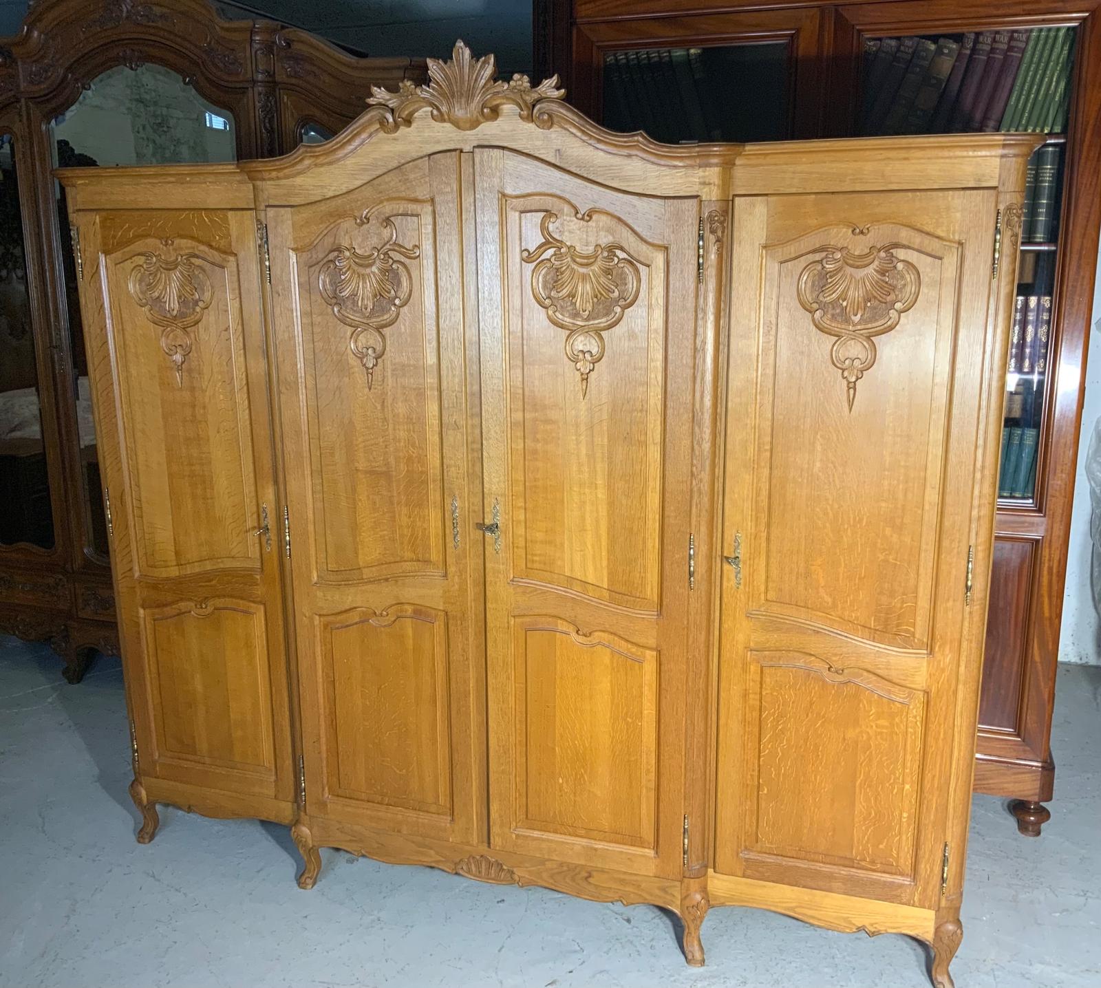 Carved Oak French 4 Door Armoire (1 of 7) Carved Oak French 4 Door Armoire (1 of 7)