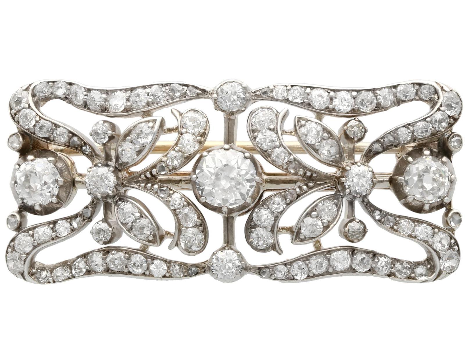 Antique 4.30ct Diamond & 9ct Yellow Gold Brooch c.1900 (1 of 15)