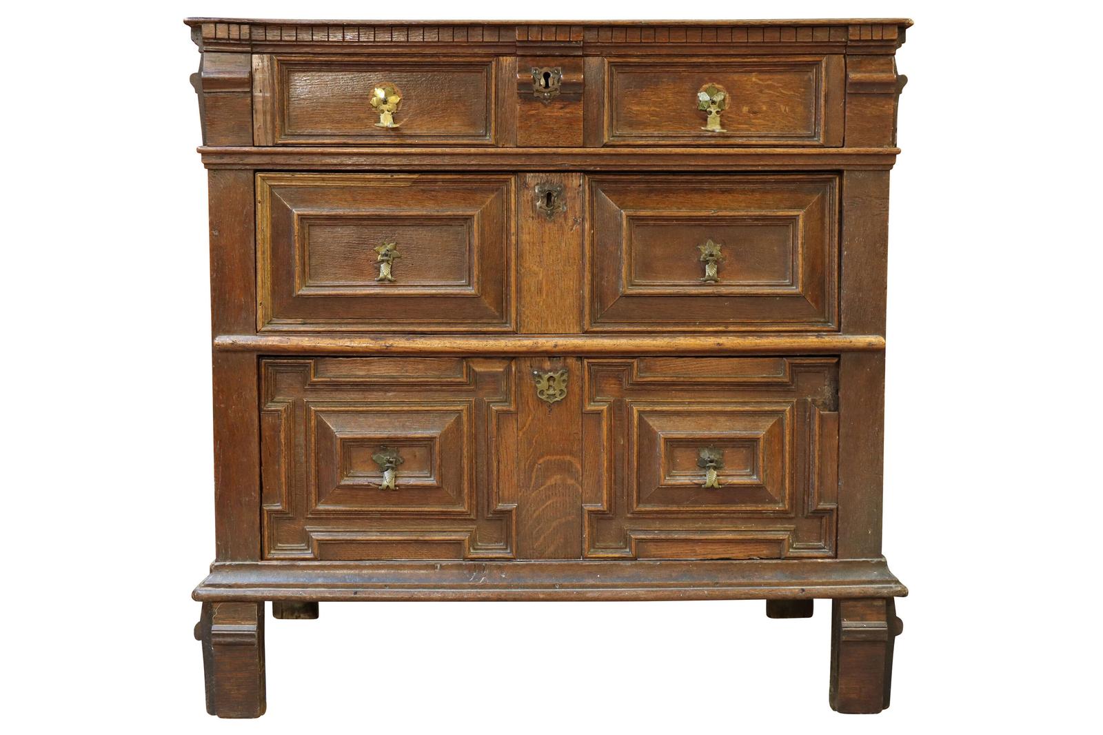 Charles II Oak 2 Part Chest (1 of 6)