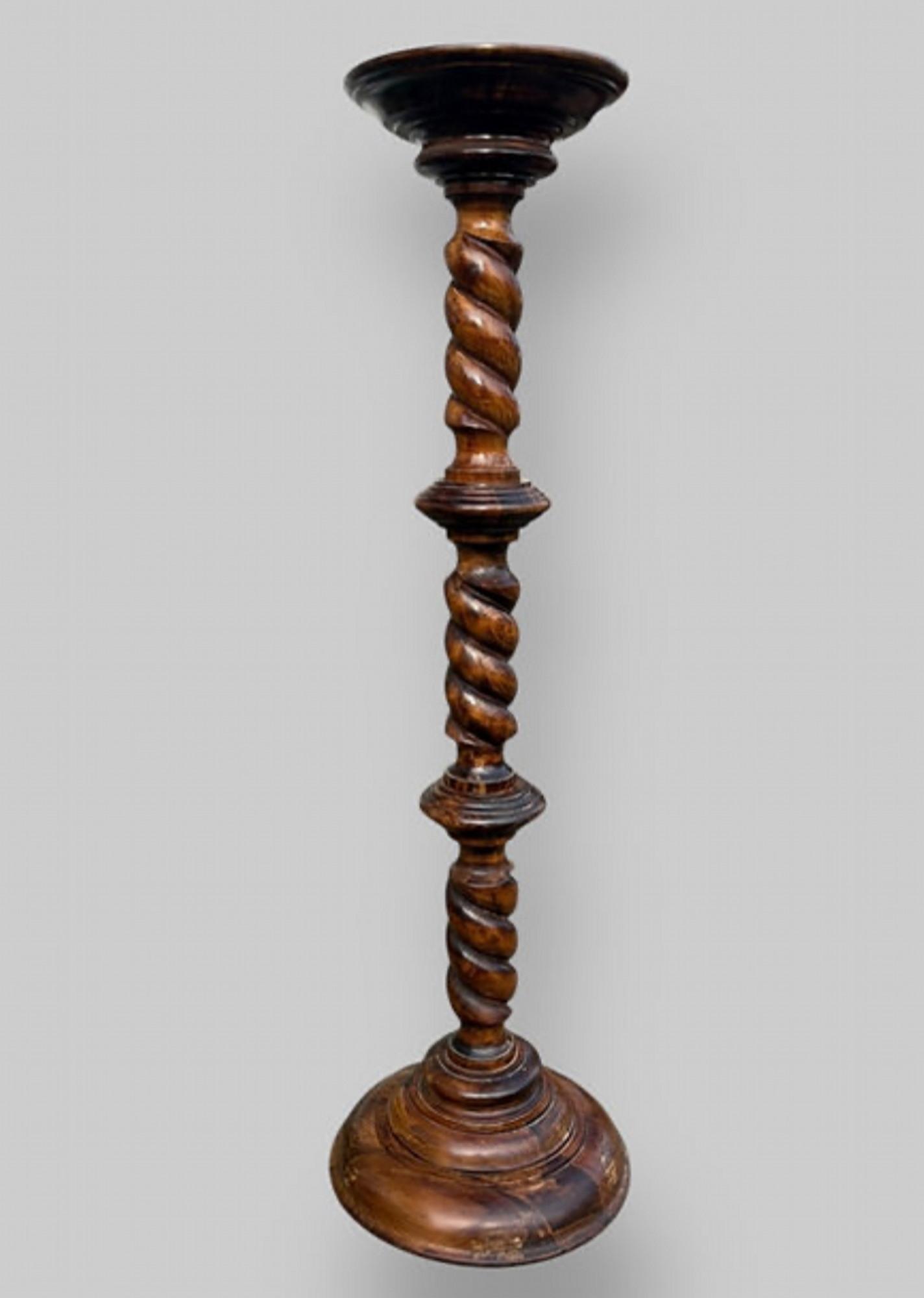 Handsome 19th Century Barley Twist Fruitwood Plant Stand (1 of 6)