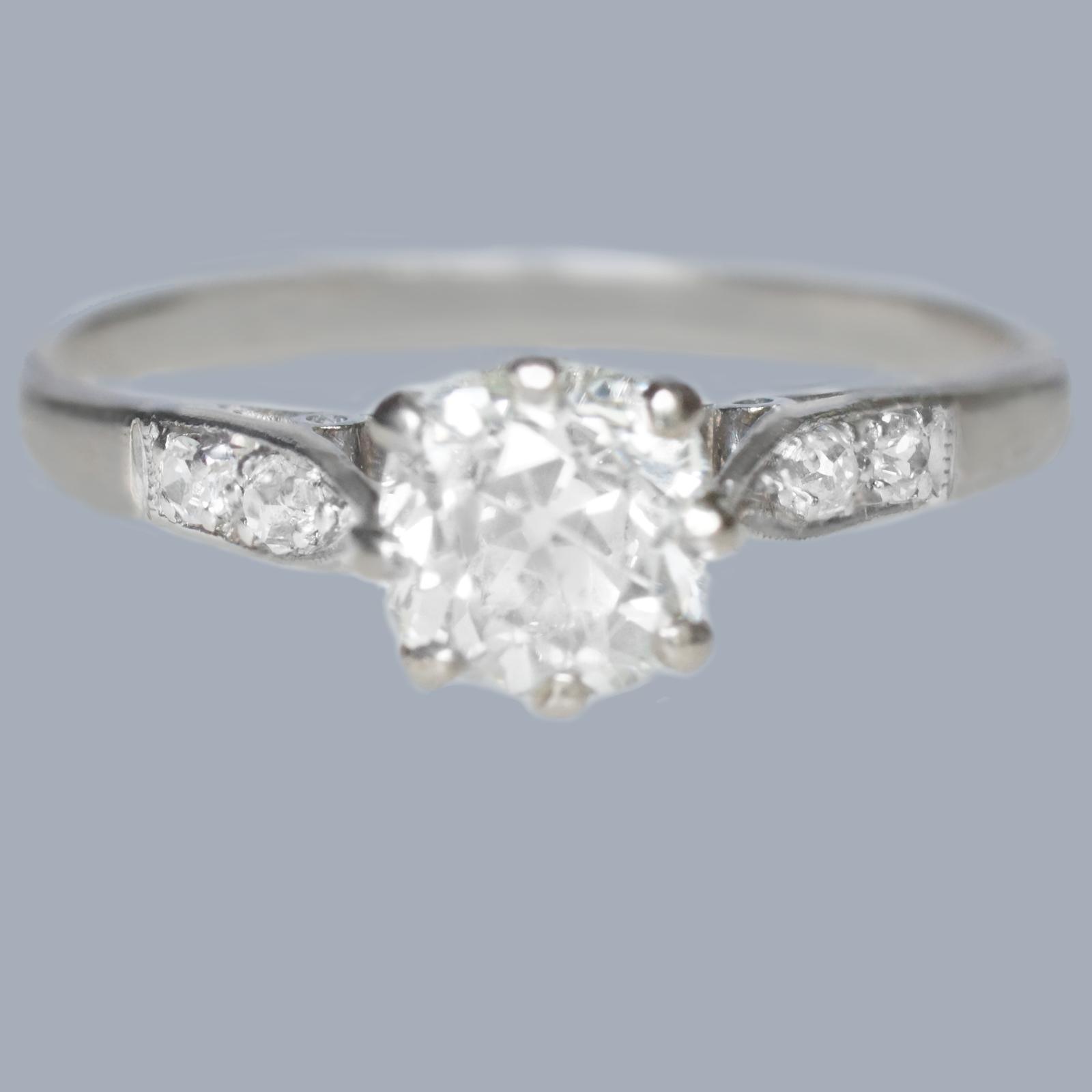 Antique Edwardian 1.00ct Old European Cut Diamond Solitaire Engagement Ring in 18ct Gold, Circa 1910 (1 of 15)