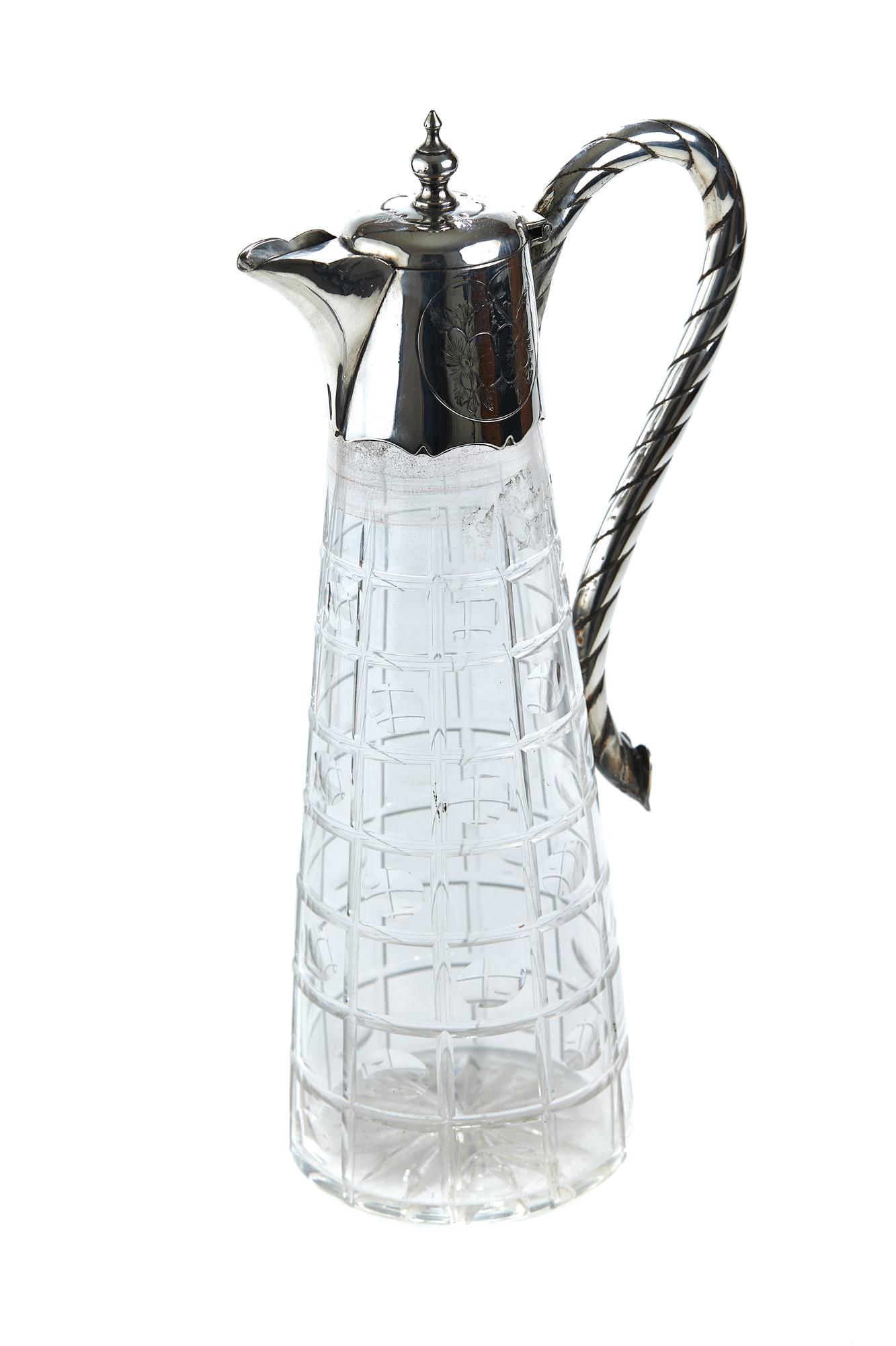 Antique Cut Glass Silver Plated Mounted Claret Jug (1 of 7)