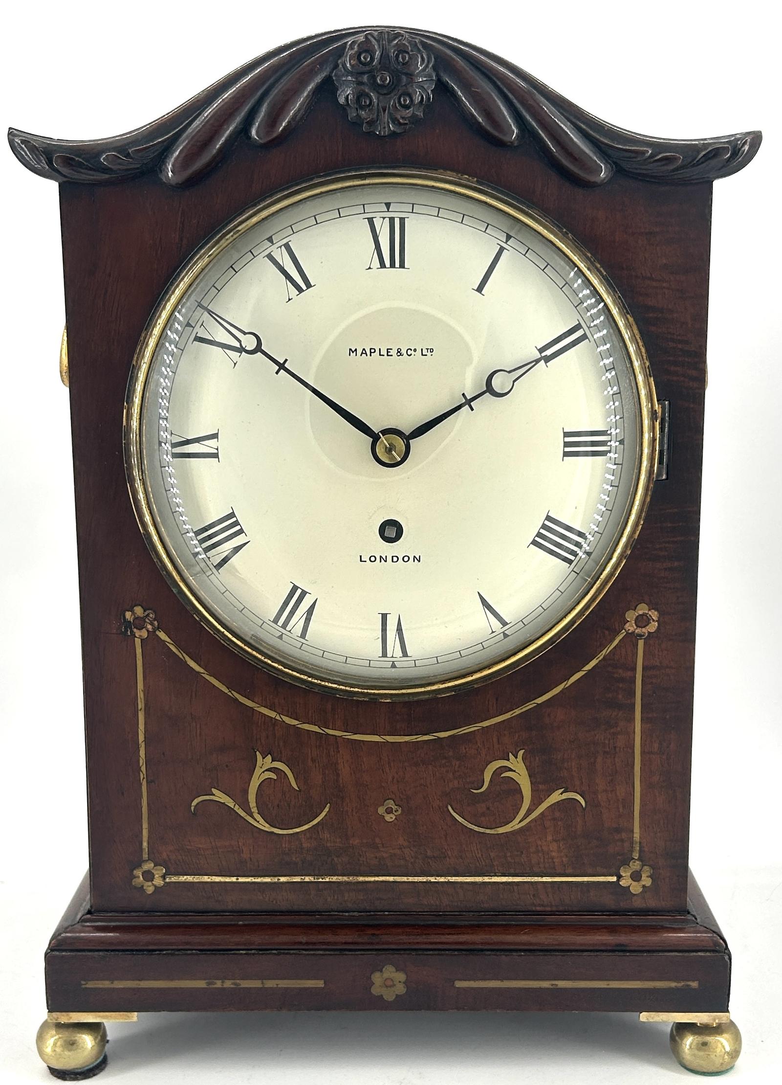 Fabulous Single Fusee Brass Inlay Mantle Clock ca.1850 (1 of 8)