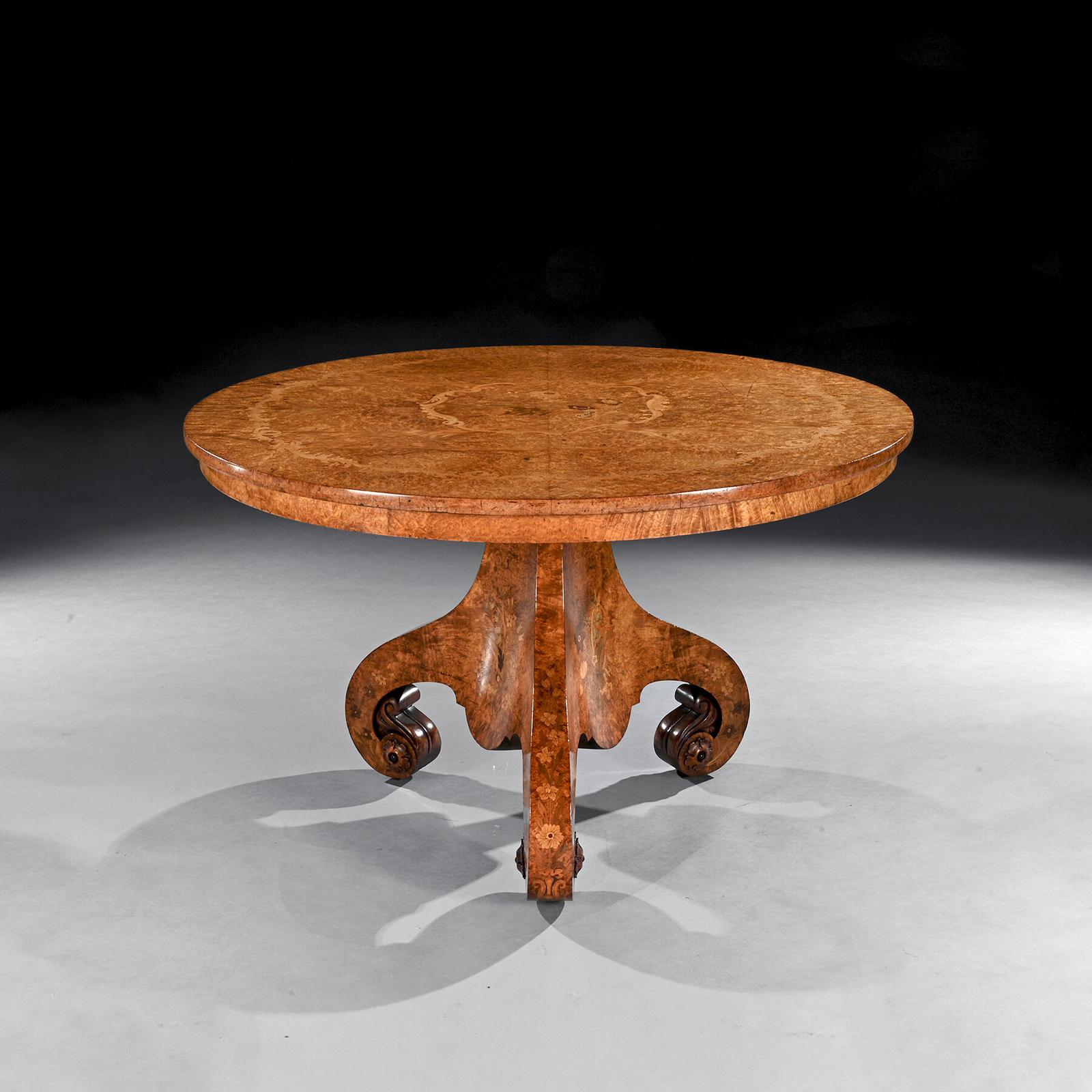 Fine Burl Amboyna & Marquetry Centre Table Attributed to George Blake & Co (1 of 11)