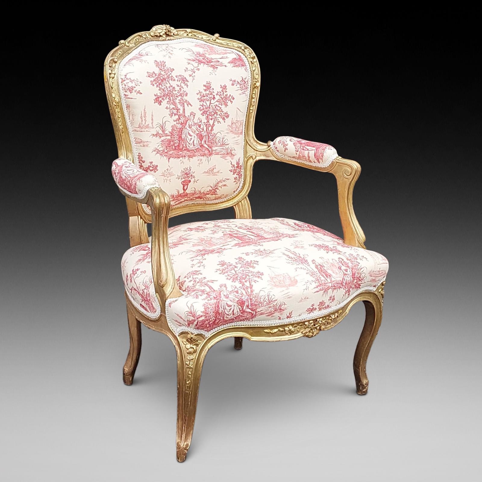 Late 19th Century French Giltwood Open Armchair (1 of 9) Late 19th Century French Giltwood Open Armchair (1 of 9)