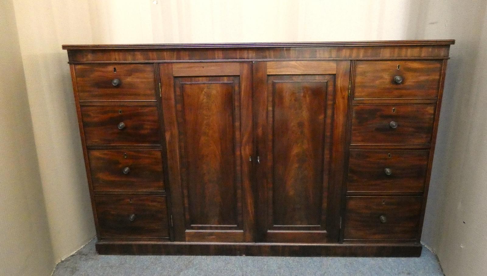 Georgian Mahogany Low Linen Press (1 of 7)