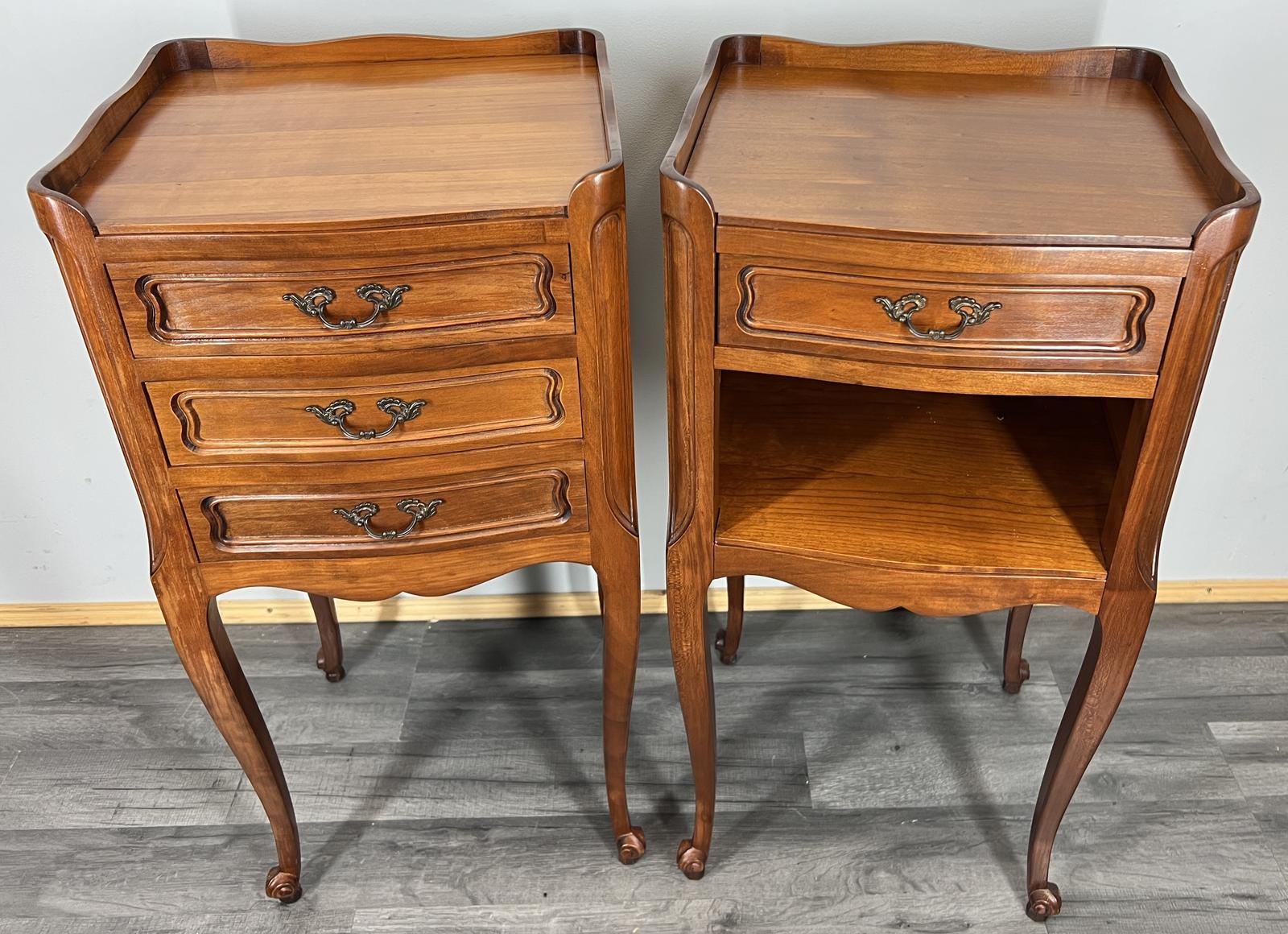 Pair of Bedside Tables Vintage French Carved Nightstands Cabinets (1 of 10)